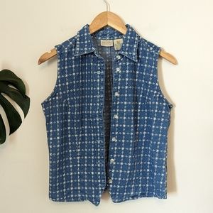 St. John's Bay Blue Sleeveless Button-Front Denim Top